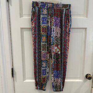 Johnny Was silk joggers Beautiful floral patchwork R65020-0 medium